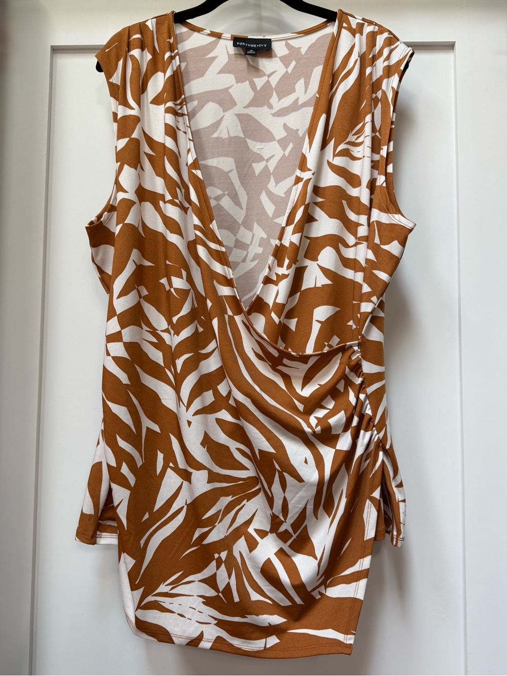 Fortune + Ivy Farah Asymmetric Hem Surplice Knit Top